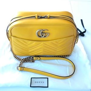 Yellow Gucci GG Marmont Matelassé Shoulder Bag